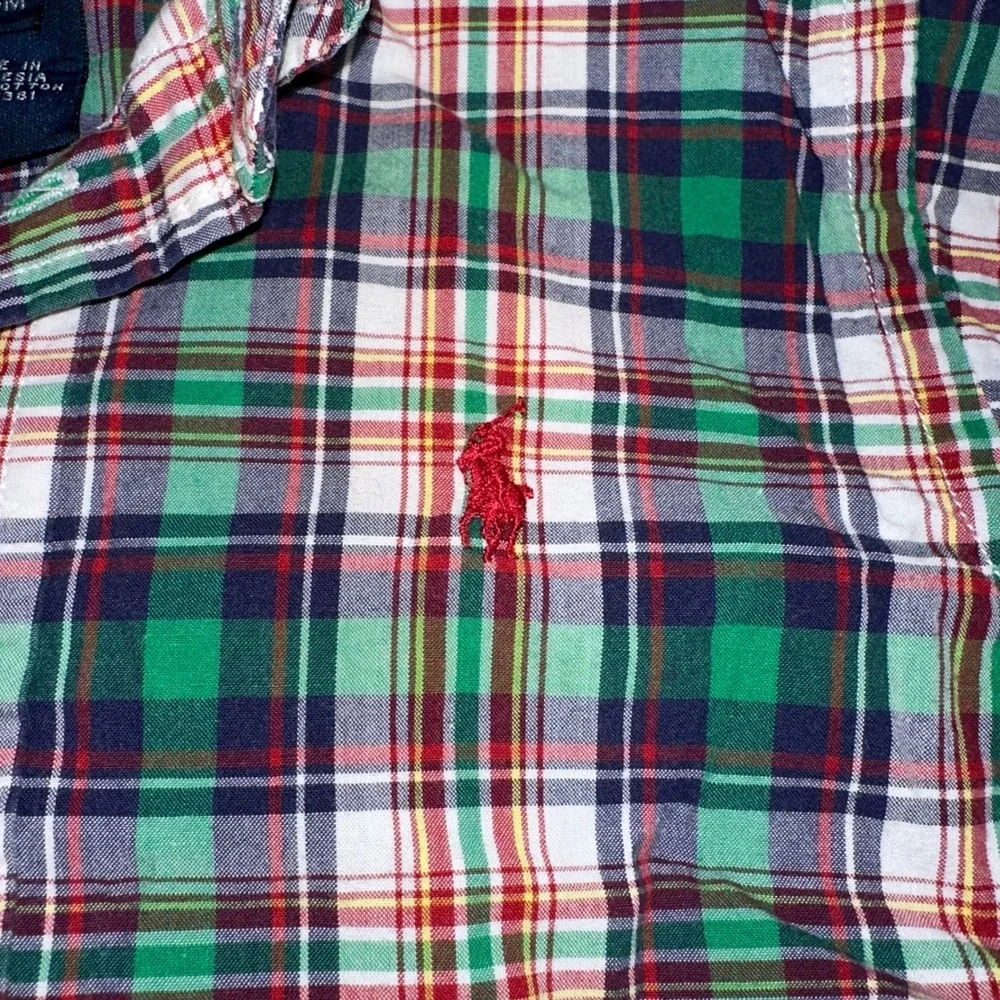 Ralph Lauren Boys 18M Green Plaid Short Sleeve Button Down‎ Shirt 320059053